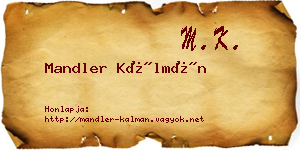 Mandler Kálmán névjegykártya